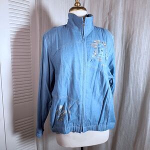 Vintage Jacket Size L/XL Women's Chambord Lightweight Blue Long Sleeve Jacket